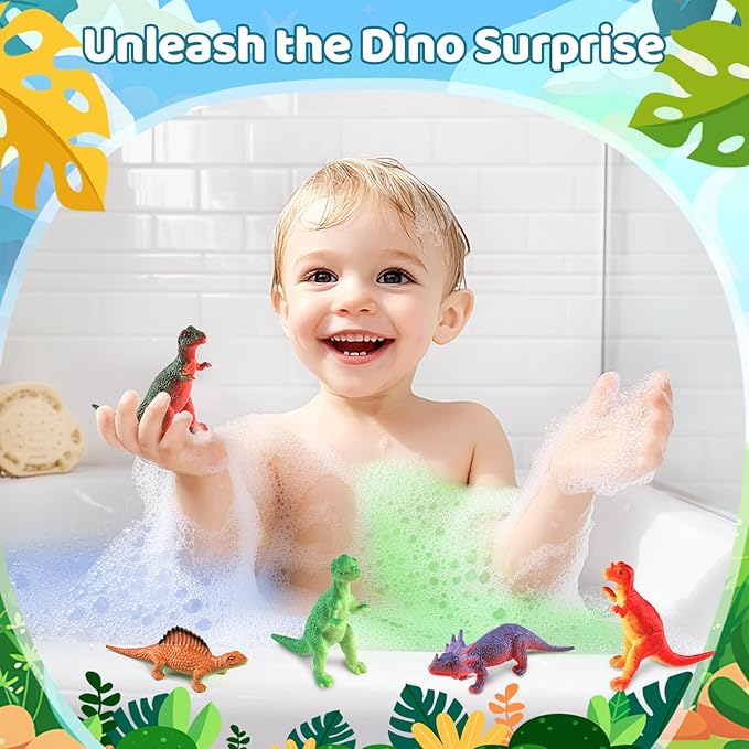 Bath Bombs for Kids with Surprise Dinosaur Toys Inside, XXXL Dinosaur Bath Bombs Gift, Birthday Gifts for Kids, Dino Eggs Filled Bath Toys for Boys 3 4 5 6 7