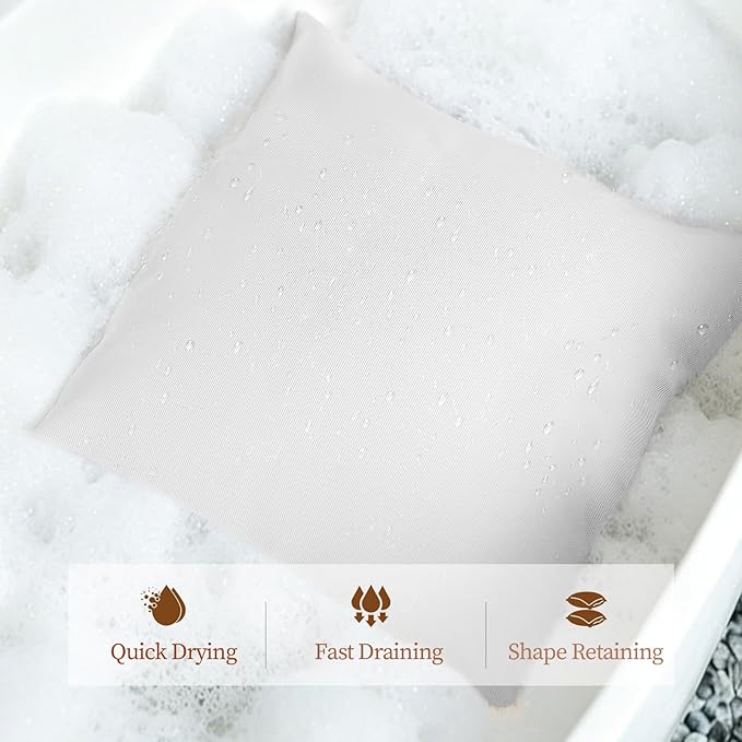 Luxury Bathtub Pillow,Gift for Mother's Day,Head,Neck & Back Support,Quick-Drying 5D Mesh Core,Adjustable Thickness Fits Any Bathtubs,Easy to Maintain,Beige