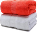 Cotton Bath Towels Set, 2-Piece Set(27x55 Inches) Super Absorbent Quick Drying, Soft,Suitable for Bathroom, spas, Gyms,Gift(White,Watermelon Red)