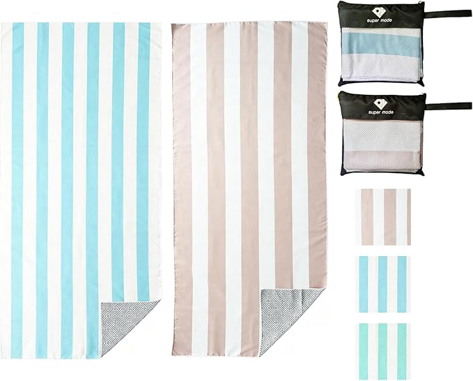 PY SUPER MODE 2 Pack Beach Towel - 75 x 35 inches Quick Dry Microfiber Beach Towels Oversized, Lightweight Soft and Absorbent Bath Towel Suitable for Swimming Pool Camping for Kids & Adults