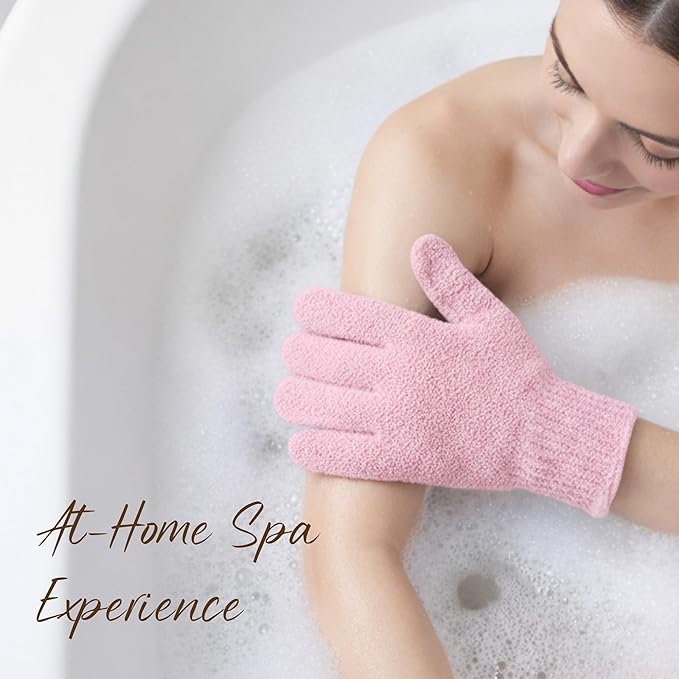 4 Pairs Exfoliating Gloves for Shower, Shower Gloves, Body Scrubber, Korean Exfoliating Mitt Body Scrubber, Microfiber Bath Gloves, Exfoliate Sponge Loofah Wash, Shower Scrubber