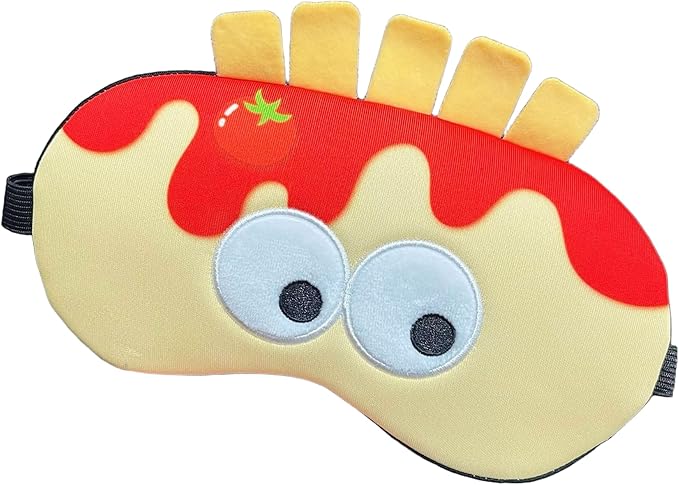 PERFECTSIGHT Sleep Eye Masks, Cute Sleep Eye Cover Lightweight Adjustable Eyeshade Mask Cover for Women Men Sleep Travel Nap, French Fries