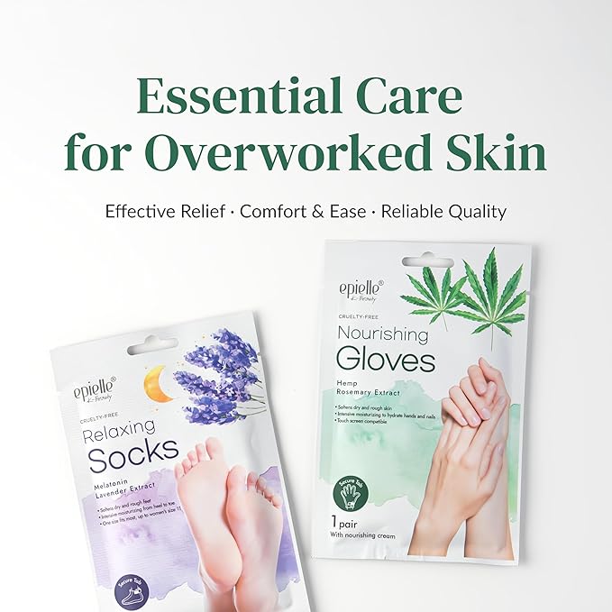 Epielle Relaxing & Nourishing Hand & Foot Masks, Soften Dry, Overworked Skin, Self Care Gifts for Women, Spa Kit, Mothers Day Gifts, 6 Moisturizing Gloves & 6 Moisturizing Socks