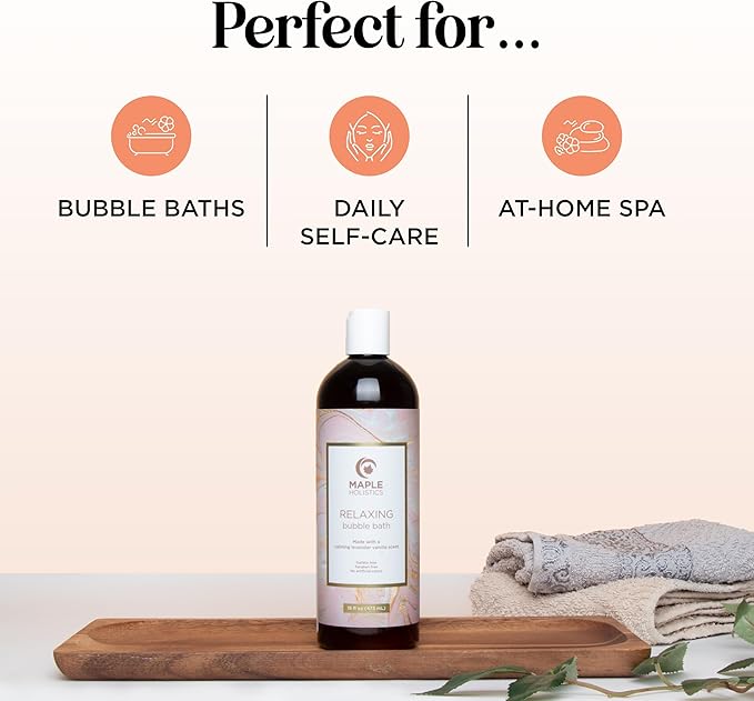 Luxurious Lavender Bubble Bath for Women - Sulfate Free Lavender Vanilla Bath Bubbles for Women Relaxing Bath Foam with Chamomile Calendula and Sage - Aromatherapy Bubble Bath Foaming Bath Oil for tub