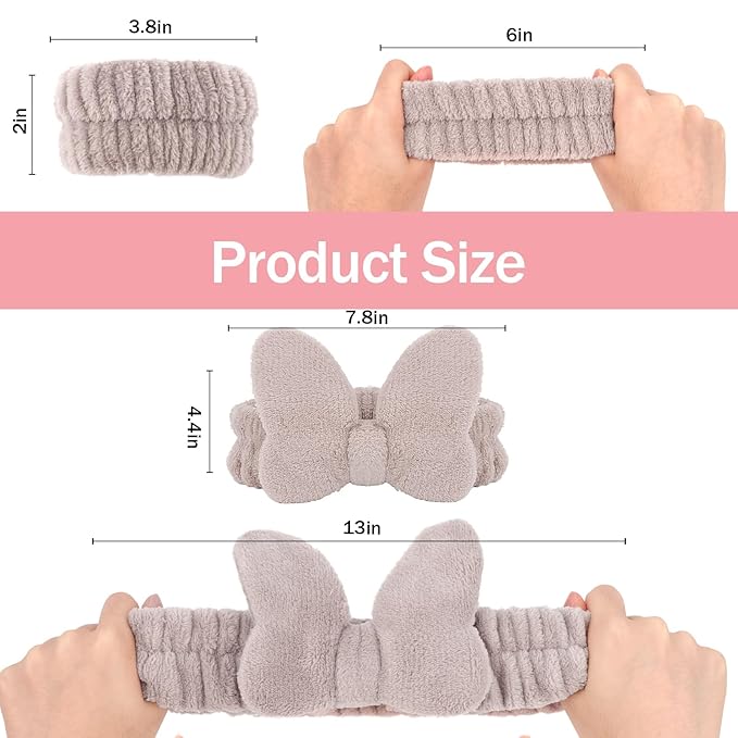 CIEHER 12 PCS Makeup Headband for Women Wrist Washband Scrunchies Cuffs for Washing Face, Soft Butterfly Spa Headband Matching Wristbands