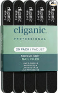 Cliganic 20 Pack Nail File Set: 180/240 Grit | Professional Emery Boards for Natural, Gel & Acrylic Nails | Washable Double Sided Kit 20 Count (Pack of 1)