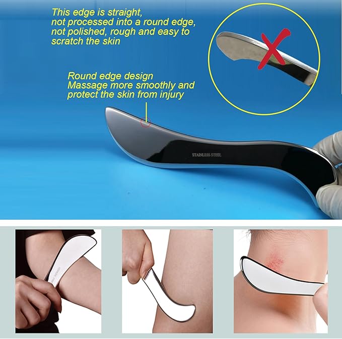 BYYDDIY Stainless Steel Muscle Scraper Tools Set,Scraping Massage Tools,Derma Edge Massage Tool & GuaSha Massage Scraper Tool (S_Mn)