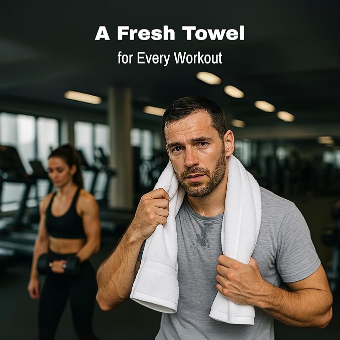 JMR White Bath Towels Bulk Pack of 36 (20x40) - 100% Cotton Lightweight & Quick-Dry Cotton Towels for Hotel, Rental Properties, Gym & Commercial Use