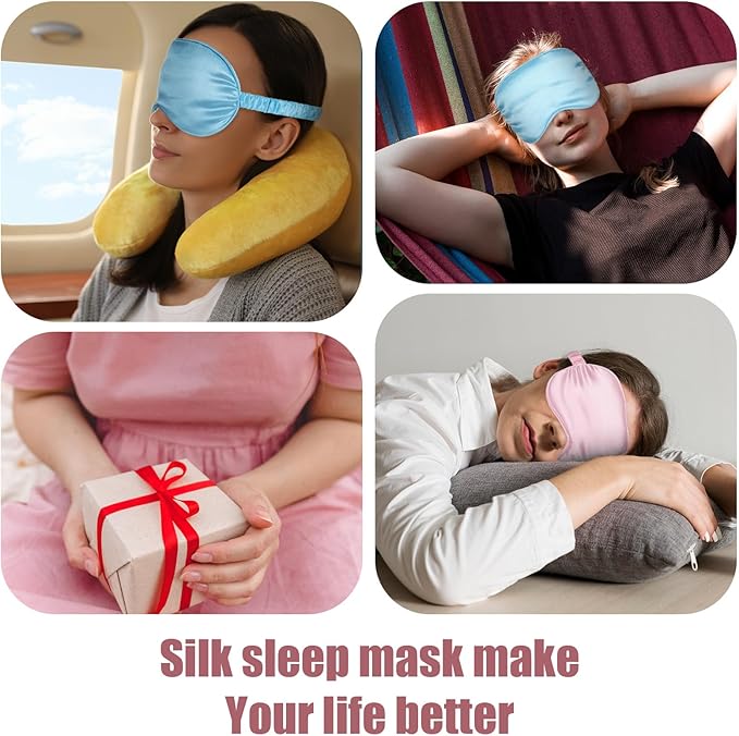 16 Pieces Silk Sleep Mask Silk Eye Mask with Adjustable Strap Eye Cover for Sleeping Blindfold for Women Men Travel Rest(Multicolor)