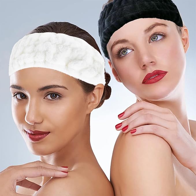 LAPOHI 3 Pack Microfiber Modern Face Washing Headbands for Women and Girls