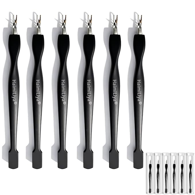 6Pcs 2-in-1 Cuticle Fork with Pusher, Dual-end Cuticle Remover Nail Pusher Cuticle Trimmer, Gentle Plastic Nail Cuticle Care Tool, At-Home Mani Essential, Black