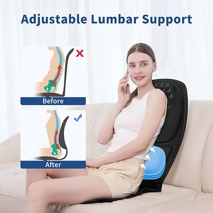 Back Massager with Heat with 8 Motors, Massage Chair Pad, Seat Massager with Back Traction for Full Body Massage, Massage Cushion for Home/Office/Easter