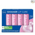 NIVEA Shimmer Lip Care, Shimmery Lip Balm Pack with Shea Butter, Nourishing Oils and Vitamin C & E, 3-in-1 Moisture, Repair and Shimmer, 0.17 Oz Stick, Pack of 4