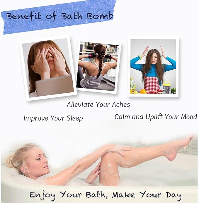 Blue Bath Bombs for Women Spa Gift Set with Peppermint Essential Oils Sea Salt Relaxing Birthday Gift for Her Bubble Bath Skincare Relaxation Aromatherapy Gifts 2 Pack