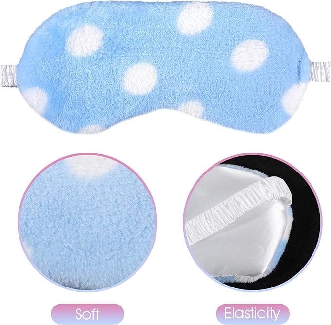 2PCS Plush Sleeping Eye Mask, Soft Plush Eye Mask, Fuffy Eye Cover Comfortable Sleep Mask Blindfold Rainbow Faux Fur Eye Shade for Women, Men and Kids Travel Nap Sleeping