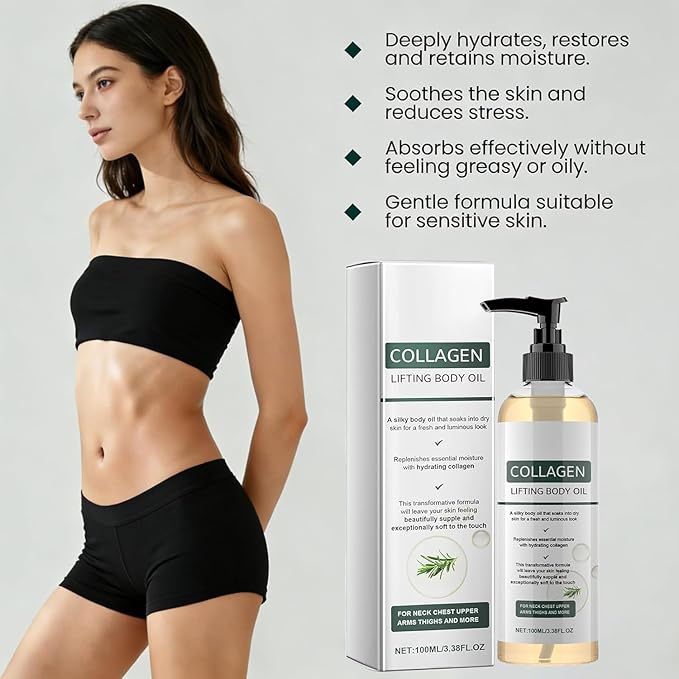 2 Pcs Collagen Lifting Body Oil, Advanced Hydrating Collagen Oil for Body & After Shower, Lightweight Non-Greasy，Anti Aging Moisturizing for Women & Men 100ML/3.38 Fl Oz
