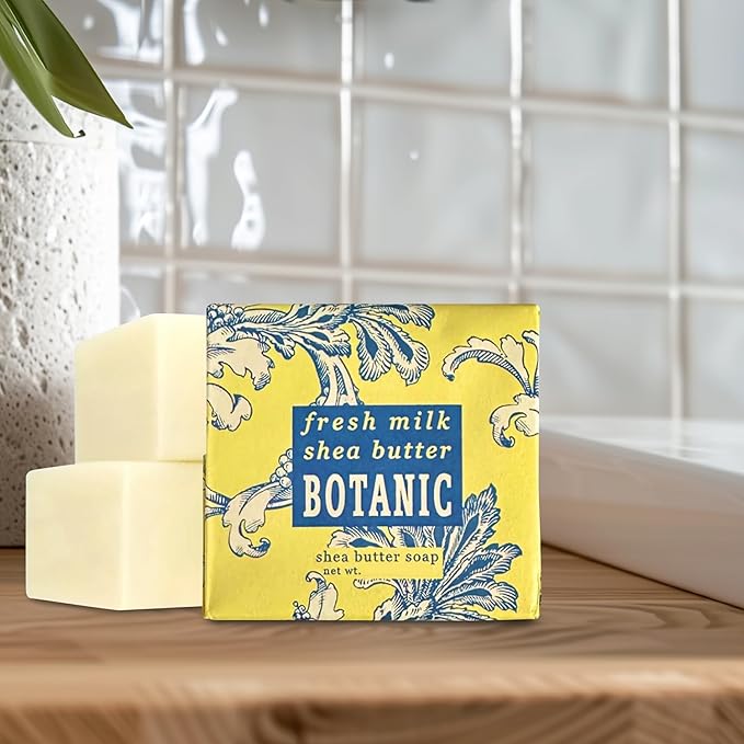 Greenwich Bay Mini Botanical Soap Bars – 12 Pack 1.9 oz Each – Individually Wrapped Guest Soaps for Airbnb, Spa, Travel, Bath – Travel Size Bar Soap Set, Fresh Milk Shea Butter