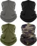 ROXUN 4 Pack Neck Gaiter, Cooling Breathable Face Mask UV Protection Scarf Hiking Bandana for Men/Women