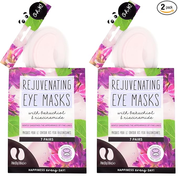 Oh K! Eye Mask - Rejuvenating - Hydrating Under Eye Patches - Depuffing Undereye Patches with Niacinamide - Hydrogel Mask for Dark Circles - 7 Pairs (Pack of 2)