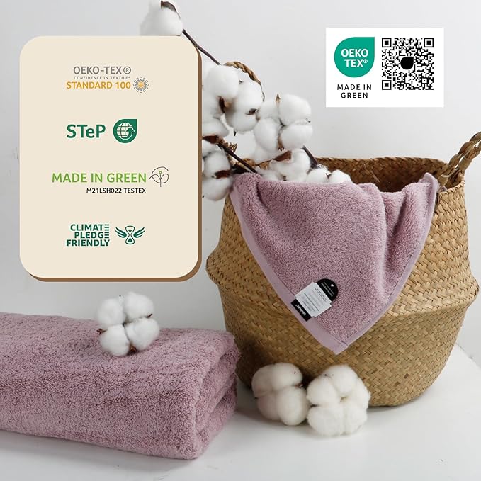 SEMAXE Purple Bath Towel, 100% Cotton Bath Towel with Hanging Loop, 55 x 27 Inch, Soft Absorbent & Quick Dry, for Bathroom & Travel
