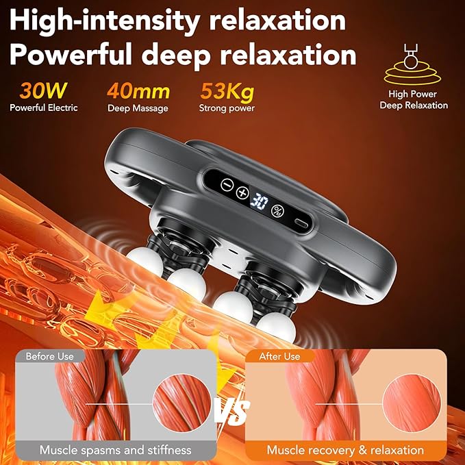 IKG 16 Head Massage Gun Deep Tissue, Body Massage for Back, Shoulders, Neck, Legs, Foot, Massage Gun deep Tissue, Percussion Massager with 3 Modes&30 Intensities Body Muscle Pain Relief, Ideal Gifts