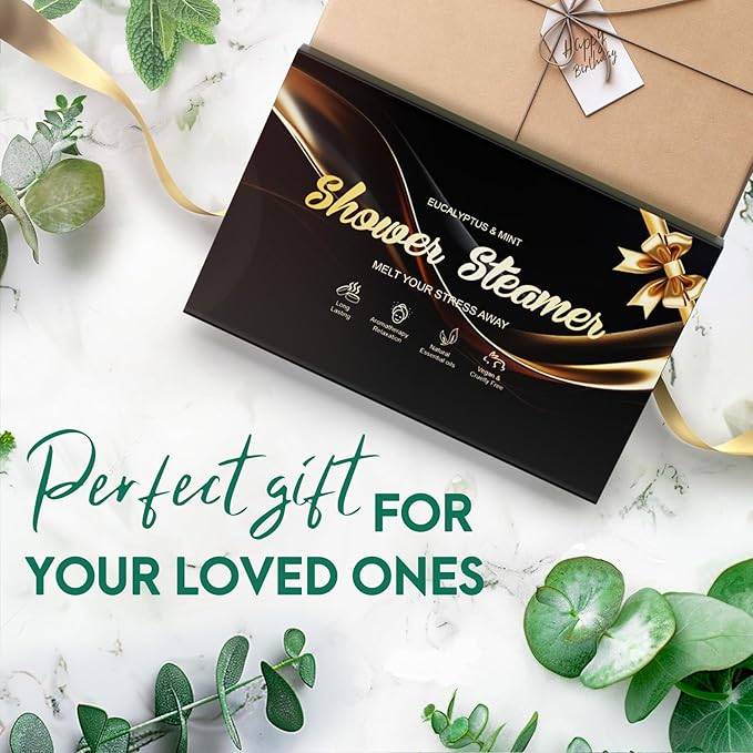 Dad Gifts for Fathers Day from Daughter Son Wife: Eucalyptus Shower Steamers Aromatherapy, 6 Packs Mint Shower Bombs with Natural Essential, Stress Relief Self Care Birthday Gift for Teens Boyfriend