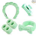 7 Pcs Spa Set, Facial Headband and Wristband Set, Skincare Accessories, College Style Girl Idea Gifts, Hair Accessories for Women and Girls（Light Green）