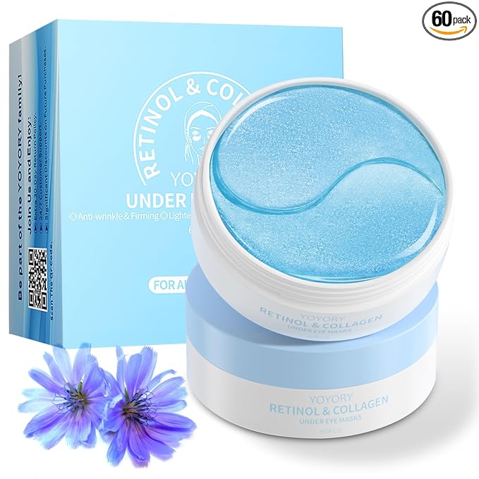 Under Eye Patches Masks - for Dark Circles, Puffy Eyes, Fine Lines, Wrinkles, Eye Bags Treatment with Collagen and Hyaluronic Acid, Moisturizing and Hydrating (60 Pcs)