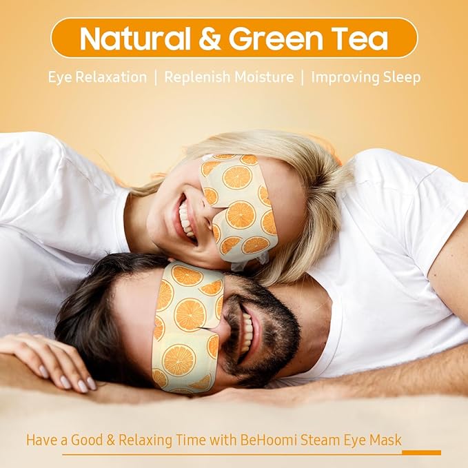 BeHoomi Steam Eye Mask, 10Packs Heated Eye Mask, Self Heating Disposable SPA Warm Compress for Eyes Sleep Mask, Travel Essentials & Relaxation Gifts for Women, Mothers Day Gifts (Orange Scent)