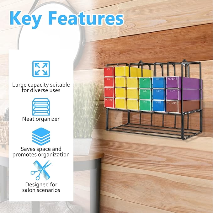 2 PCS Hair Color Organizer for Salon Storage Rack Wall Mounted Hair Color Racks for Salon Cabinet Hairs Dye Tube Storage Display Rack for Stylists Spa Beauty Home