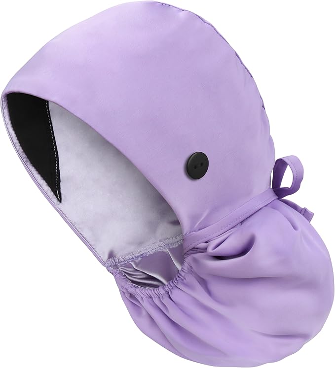 Satin Lined Scrub Cap, Adjustable Surgical Cap with Sweatband & Buttons, Soft and Wrinkle-Resistant Scrub Hat