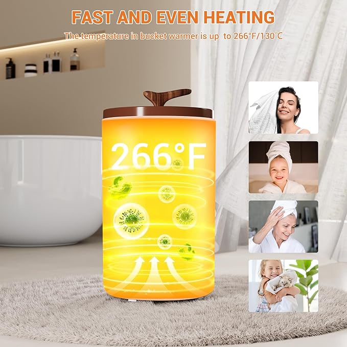 20L Towel Warmer for Bathroom with Adjustable Temperature, Timer Function, LED Display and Auto Shut-Off, Even Heating for Towels, Bathrobes & Blankets, Stainless Steel Liner, Separate Lid