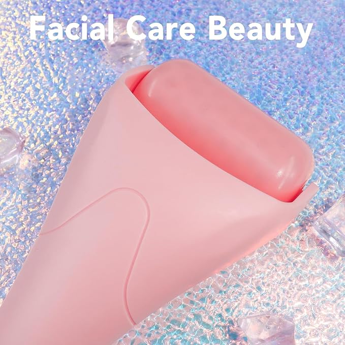 huefull Ice Roller for Face, Skin Care Set ，Spa Gifts for Women,Skin Care Wrinkle Remover for Face Massager Roller & Self Care Gifts for Woman (Pink)