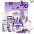 Lavender Foot Soak Set – Foot Spa Kit for Women, Pedicure Kit at Home with Salt, Scrub, Foot File & Moisturizing Gel Socks – Spa Gift Set for Dry, Cracked Feet