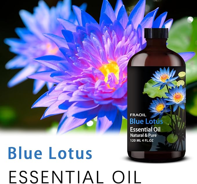 Blue Lotus Essential Oil, Blue Lotus Oil 4 Fl Oz 120ML for Diffuser Humidifier Yoga Cleaning DIY Candle Soap Making Essential Oils
