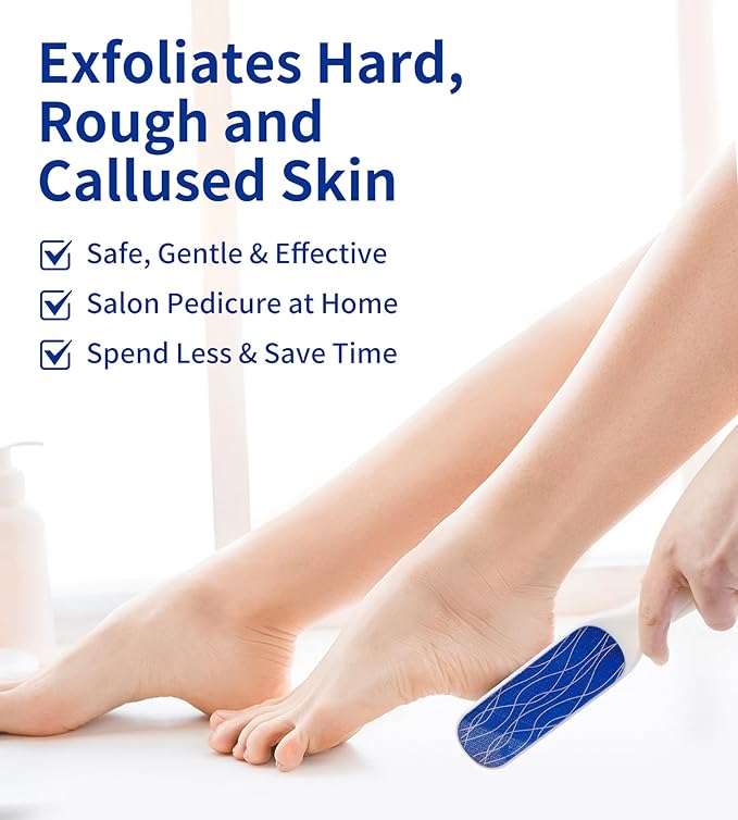 Nano Glass Foot File, Double-Sided Foot Callus Remover Feet Scrubber Hard & Dead Skin Hygienic Pedicure Tool in Shower Heel Scraper for Cracked Heels Smooth Feet Care Lima para Los pies (White)