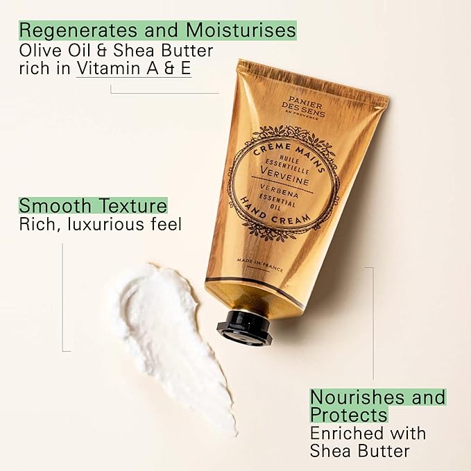 Panier des Sens – Lemon Verbena Hand Cream – Moisturizing Hand Lotion for Dry Skin – Premium French Hand Cream, Softening Care for Women, 97% Natural Ingredients, 2.5 Fl Oz