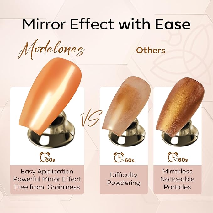 modelones Gel Top Coat for Chrome Nail Powder, Clear Mirror Gloss Metallic Finish No Wipe Gel Polish High Shine Chrom Bond Home Salon DIY Professional Long Lasting Soak Off U V Manicure Nail Art Gift