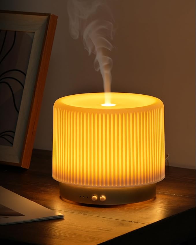 Essential Oil Diffuser - 280ml Ceramic Diffuser for Large Room & Commercial Use, 2.4MHz Aromatherapy Diffuser with Cool Mist Humidifier & Night Light, Ideal for Bedroom, Office, Yoga, Spa, Gifts