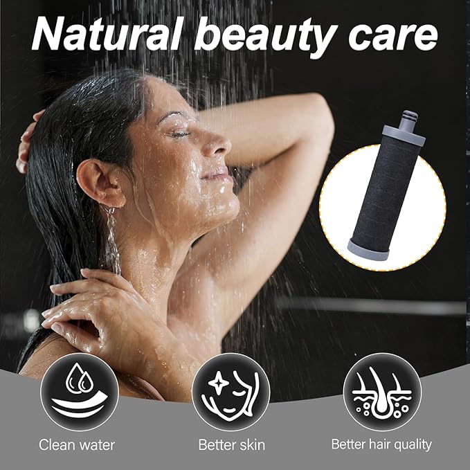 Carbon Shower Filter Cartridge 2PCS, Compatible with Shower Filter System, Reduces Chlorine, Heavy Metals & Impurities