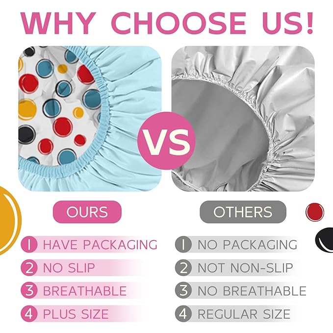 Years calm Waterproof Shower Cap for Women - Double-Layer Reusable Bath Cap with Elastic Band for Long/Short/Curly/Braids Hair, Washable & Travel-Friendly, Fit for Shower, Spa (Blue Shower Cap)