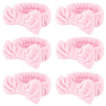 WHAVEL 6 Pack Pink Spa Headband for Washing Face, Skincare Headbands Microfiber Pink Party Favors Sleepover (Type 14)