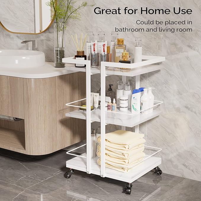 Esthetician Cart with Wheels Utility Salon Rolling Trolley, White Mobile Storage Organizer for Beauty Spa Cosmetology Massage, Tattoo Manicure Facial Tool Holder Station