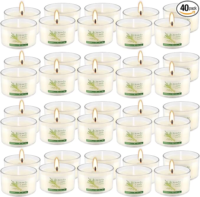 40 Pack 1.5oz Citronella Candles Bulk, Small Soy Wax Candles Bulk, Mini Portable Candles for Outdoor Patio Yard Home Wedding Party Camping Travel