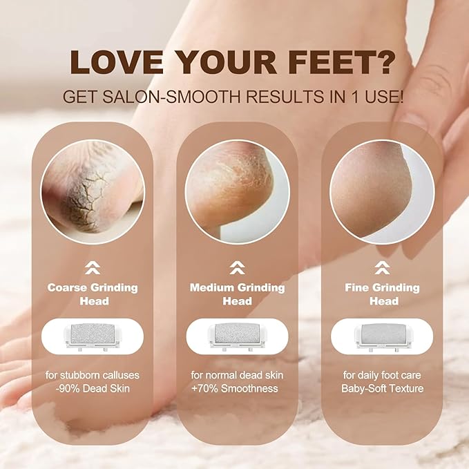 Electric Callus Remover for Feet, Rechargeable Waterproof Foot File Professional Foot Care Tools with 17-in-1 Pedicure Kit, Portable Callus Remover Kit to Remove Dead Skin Hard Skin Dry Cracks(White)
