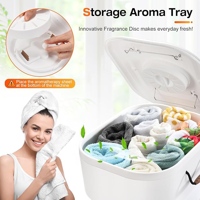 Large Towel Warmer for Bathroom - 27L Foldable Towel Warmer Bucket with LCD Display & Remote Control, Auto Shut Off, Fits Up to Two 40"X70" Oversized Towels, Bathrobes, Blankets, and More