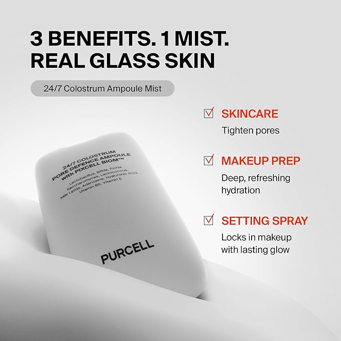 PURCELL 24/7 Colostrum Facial Serum Spray(White, Pack of 2) - Ampoule Mist for Glass skin with Long Hydration, Poreless Smooth Skin, Before & After Makeup, For All Skin types, 1.85 fl oz