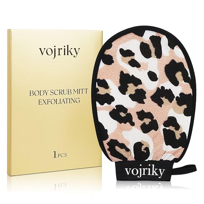 (Leopard Print 1PCS Durable Body Scrub, Dead Skin Remover & Body Scrubber Exfoliator, Body Exfoliating Gloves for Shower, washcloth exfoliating, exfoliating Glove for Smooth Skin