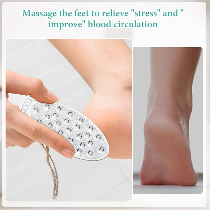 2 Pcs Stainless Steel Foot Scraper Metal Foot File Double Sided File Callus Remover Professional Feet Rasp Scrubber for Wet or Dry Skin Easy to Clean Pedicure Tool Heel (Combination Style)