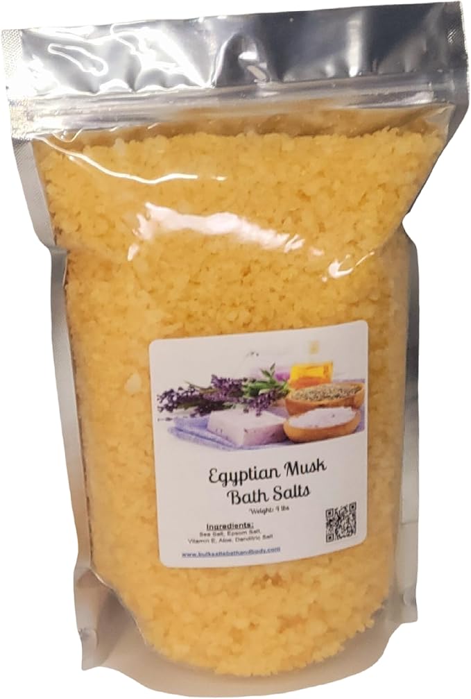 Bath Salts | 4lb Bag (64oz.) | Choose Your Scent | Epsom Salt | Sea Salt| Bathing | Body Care | Beauty | Relaxation | Spa | Pedicure | Manicure | Soak (Egyptian Musk)